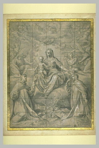 Vierge à l'Enfant donnant le rosaire à sainte Catherine et saint Dominique