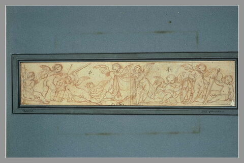 Frise avec angelots tenant les instruments du martyre ; un dragon, image 1/1