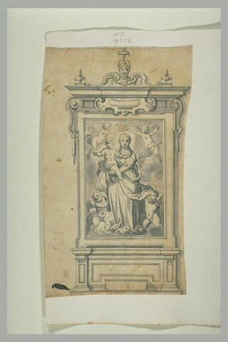 La Vierge à l'Enfant couronnée par des anges, pour un tableau d'église, image 1/1
