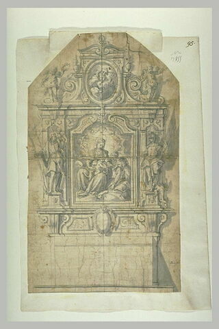 Projet d'autel avec au centre le mariage mystique de sainte Catherine, image 1/1