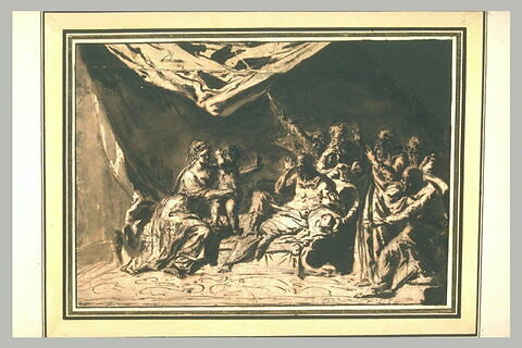 Moïse dans les bras de la fille de Pharaon, devant Pharaon, image 1/1