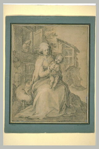 La Vierge et l'Enfant devant une chaumière, avec saint Joseph à la fenêtre, image 1/1