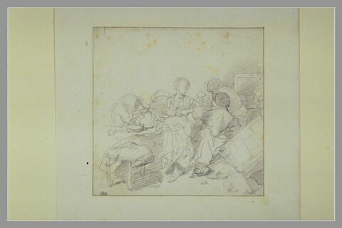 Scène d'auberge avec des paysans autour d'une table, image 1/1