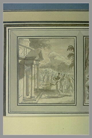 Cortège antique se dirigeant vers un temple, image 1/1