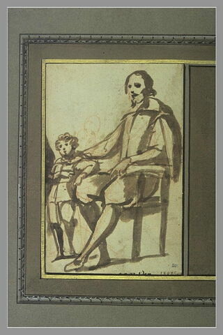 Homme assis et un enfant debout à côté de lui