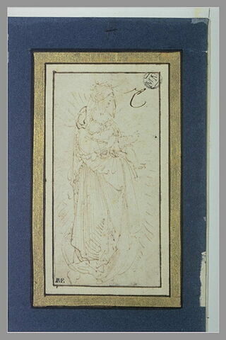 Vierge à l'Enfant de trois-quart, sur un croissant de lune, en gloire, image 2/3