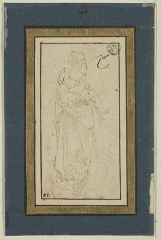 Vierge à l'Enfant de trois-quart, sur un croissant de lune, en gloire, image 3/3