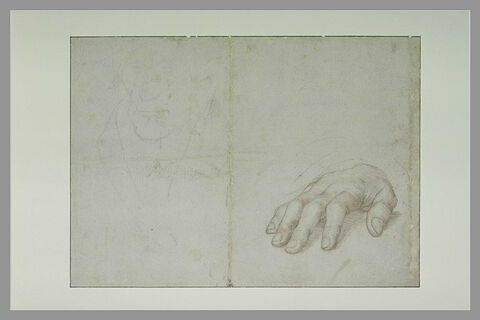 Etudes d'une main et d'une tête pour le portrait d'Erasme, image 1/1