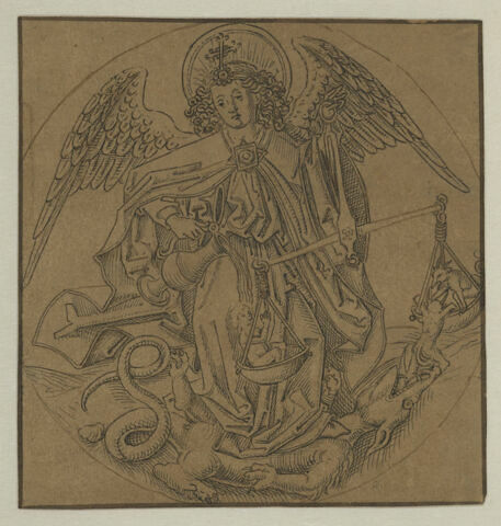 L'archange saint Michel foulant aux pieds le démon et pesant une âme
