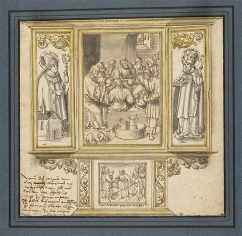 La Cène, projet d'un tableau d'autel, en triptyque avec deux volets, image 1/4