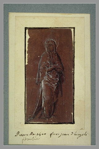La Sainte Vierge debout, vue de face, les mains croisées sur la poitrine, image 1/1