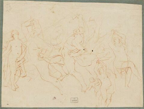 Etudes : Déjanire, nymphes et Hercule revêtant la tunique de Nessos, image 1/2