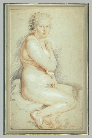 Jeune femme nue, assise, tournée vers la droite, image 1/1
