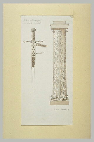 Epée de Charlemagne et fût de colonne décorée de palmes, image 1/1