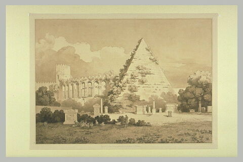 Vue de la pyramide de Caius Cestius, et des Murs de Rome, image 1/1