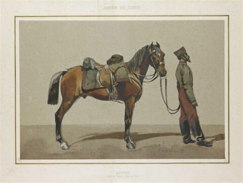 Lanciers ; cheval et soldat en veste
