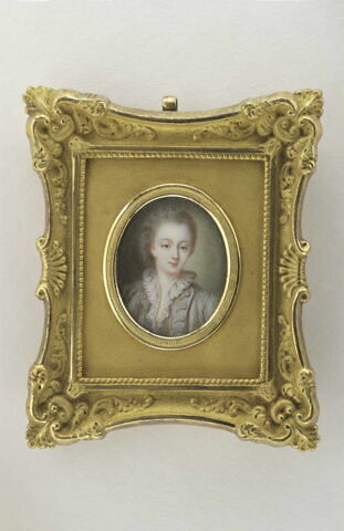 Portrait de Mme Du Barry, en buste, la tête de 3/4 à droite,cheveux poudrés, image 1/1