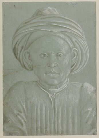 Buste d'homme coiffé d'un turban, vu de face
