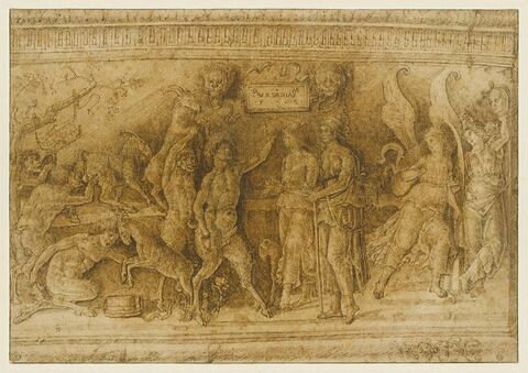 Bas-relief bachique de neuf figures, d'après l'antique, image 1/2