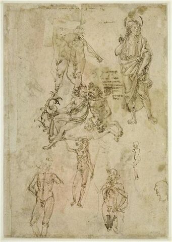 Putti musiciens; saint Jean-Baptiste; centaure marin emportant une nymphe; quatre études pour le jeune saint Jean-Baptiste; profil caricatural
