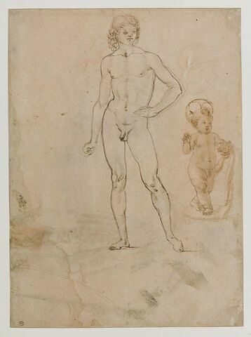 Jeune homme nu, debout ; Enfant Jésus ; tête inclinée vers la droite, image 1/2
