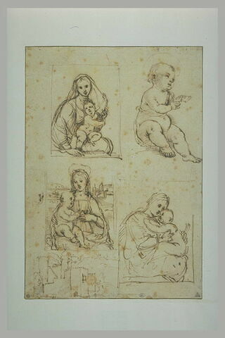 Trois Vierges à l'Enfant ; l'Enfant assis, tenant un livre ; un paysage, image 1/1