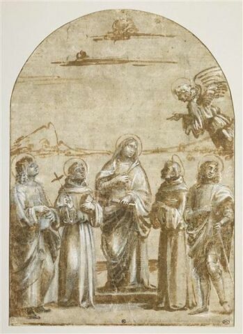 L'Annonciation avec saint Jean l'Évangéliste, saint François, saint Bernardin et saint Georges, image 1/2