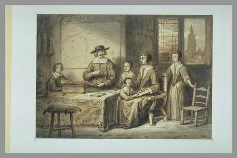 Portrait d'une famille hollandaise, dans une bibliothèque, image 1/1