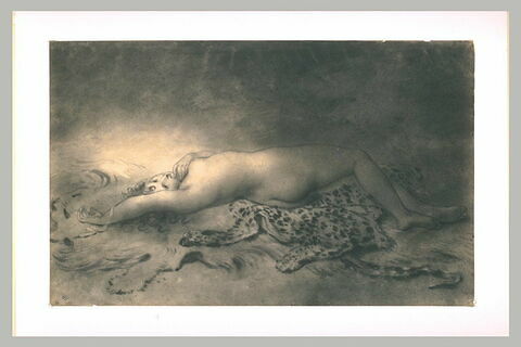 Jeune fille nue, couchée sur une peau de bête, image 2/2