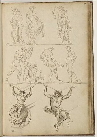 Etudes de six figures masculines dont deux accompagnées de putti ; deux ..., image 1/2