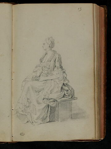 Jeune femme assise, vue de profil, tournée à gauche
