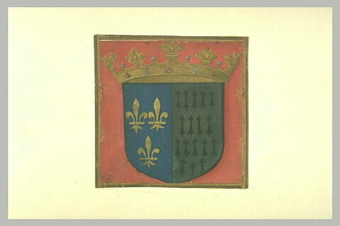 Écu aux armes de France parties de celle de Bretagne, sommé d'une couronne, image 2/2