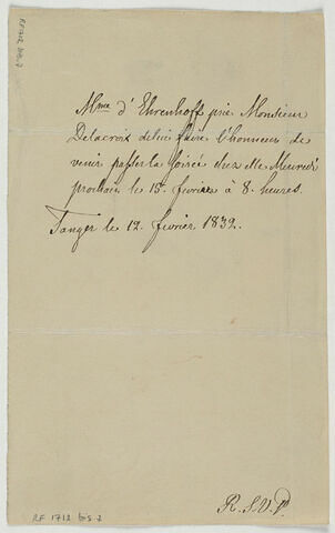 Lettre d'invitation adressée à Delacroix