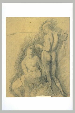 Femme nue coiffant une autre femme nue