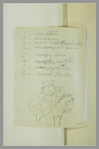 Notes manuscrites ; croquis d'un officier anglais à cheval, image 1/1