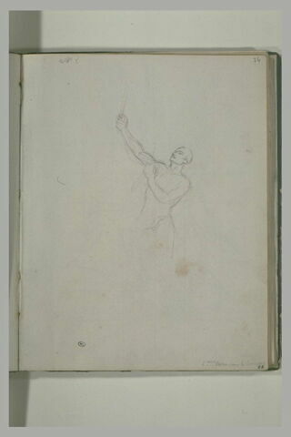 Homme nu, étude pour 'Léonidas aux Thermopyles', et annotation manuscrite, image 2/2