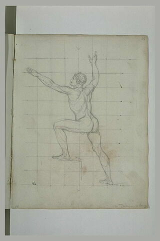 Homme nu, un pied sur un degré, étude pour 'Léonidas aux Thermopyles', image 2/3