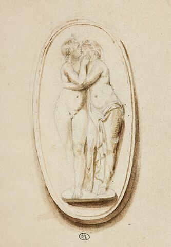 Etude d'après un bas-relief antique : couple d'amoureux enlacés, image 1/2