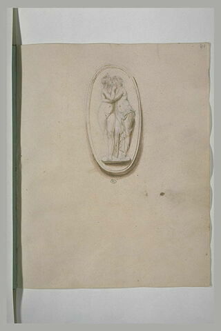 Etude d'après un bas-relief antique : couple d'amoureux enlacés, image 2/2