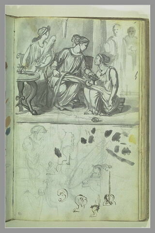 Composition avec trois femmes drapées à l'antique, et autres études, image 1/1
