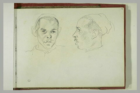 Deux études de la tête d'un arabe de face et de profil à gauche, image 2/2