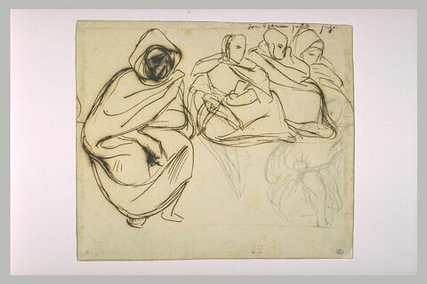 Quatre figures d'arabes drapées, et un croquis de figure, image 2/2