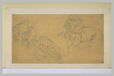 Cavalier tombant de cheval, et lion rugissant, image 2/2
