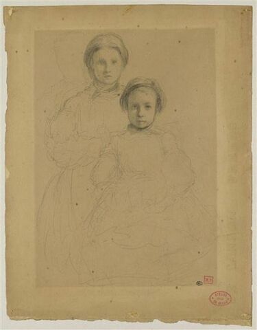 Portrait de deux jeunes filles, l'une assise, l'autre debout, image 1/2