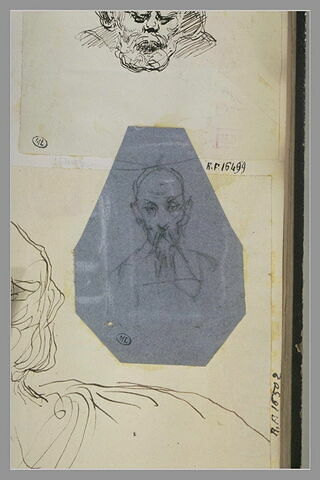 Tête d'homme, en buste, portant moustaches et barbiche
