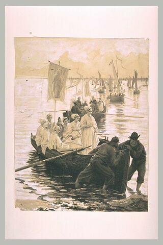 Scéne de procession en barque