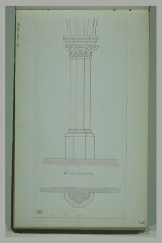 Vue en plan et en coupe d'une colonne de l'église d'Arcueil, image 2/2