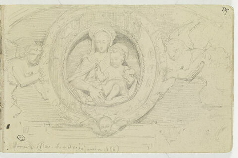 Anges portant un médaillon avec la Vierge et l'Enfant, image 1/2