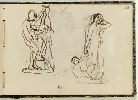 Figure portant un enfant mort ; Agar et Ismaël, image 1/2