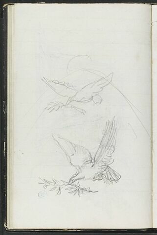 Deux esquisses de colombes tenant un rameau, image 1/1